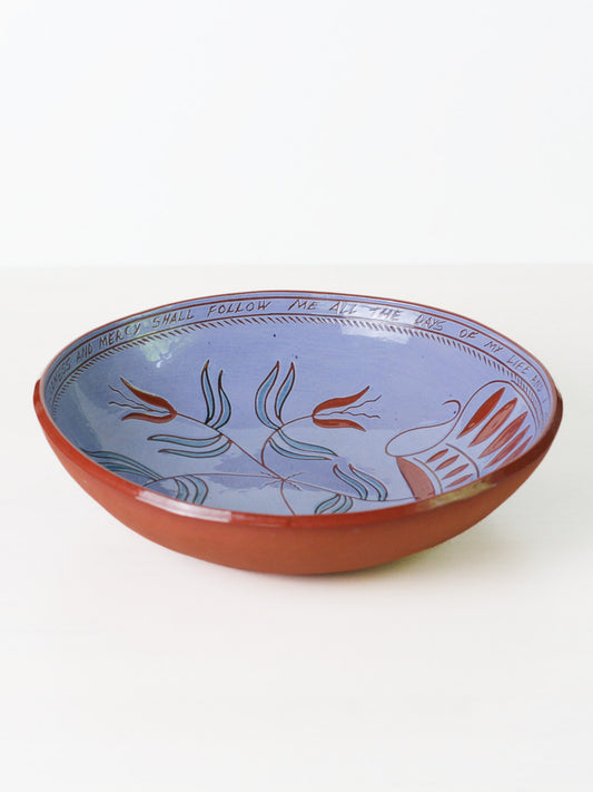 Vintage Redware Sgraffito Pottery Bowl Signed by Artist
