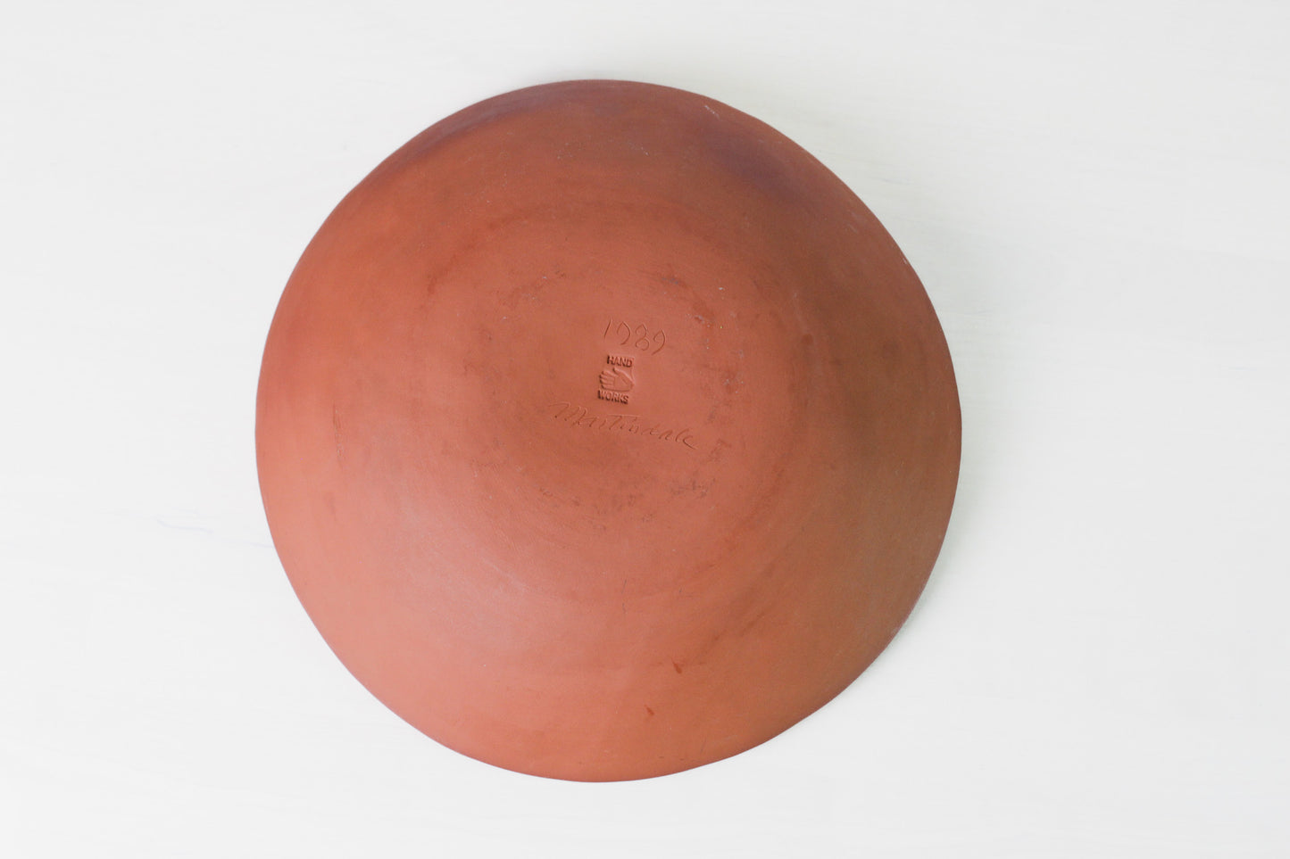 Vintage Redware Sgraffito Pottery Bowl Signed by Artist