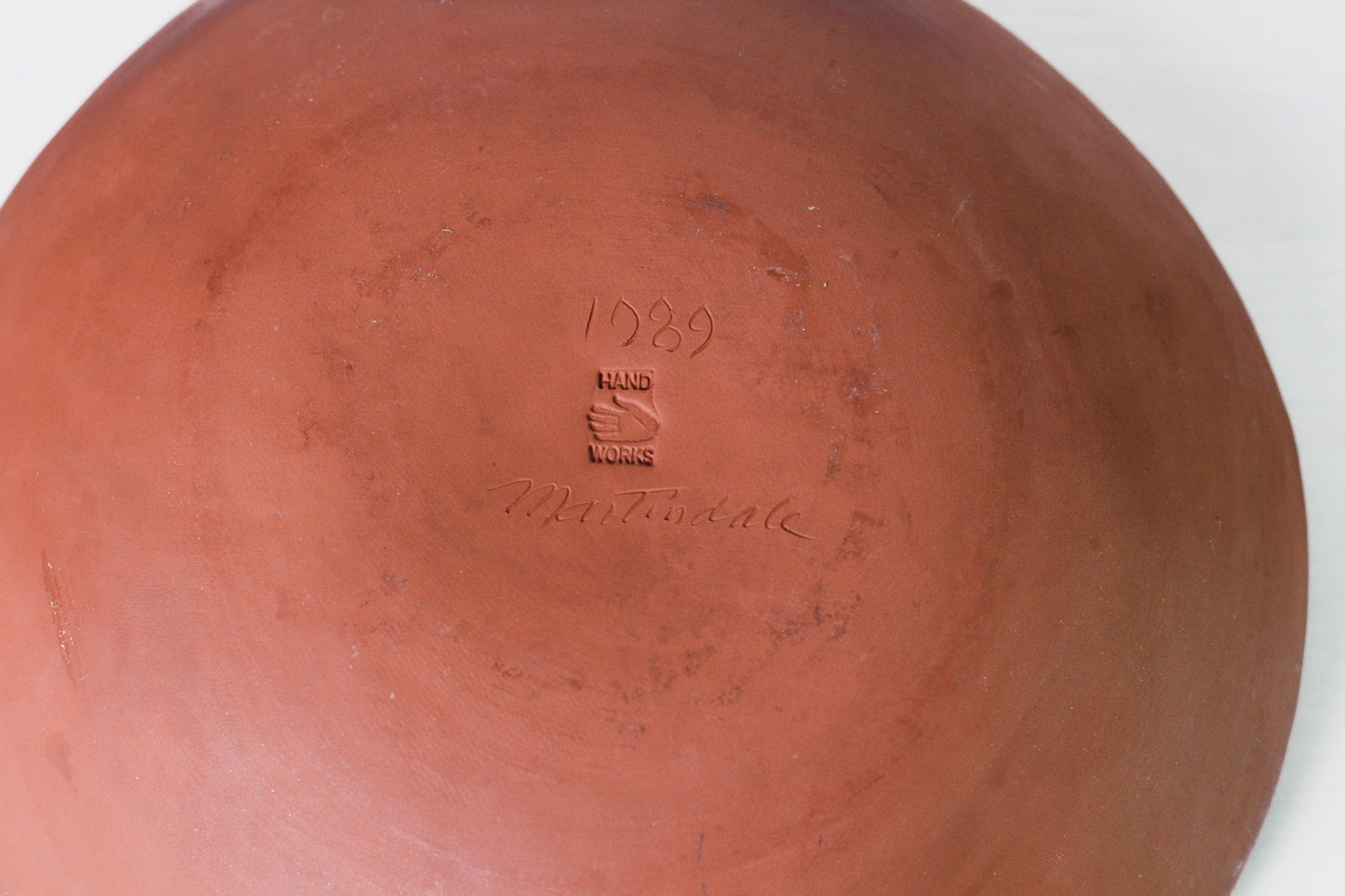 Vintage Redware Sgraffito Pottery Bowl Signed by Artist