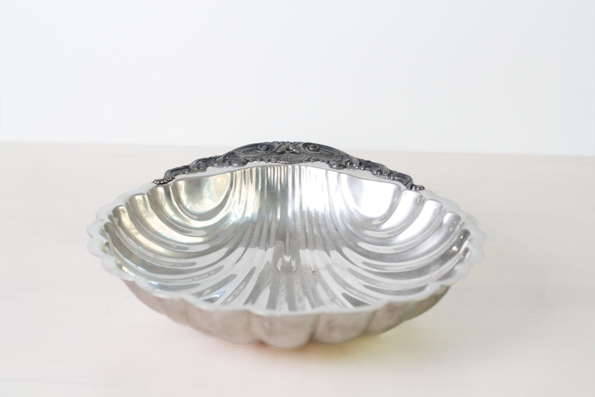 Vintage F.B. Rogers Silver Plate Scallop Shell Serving Dish