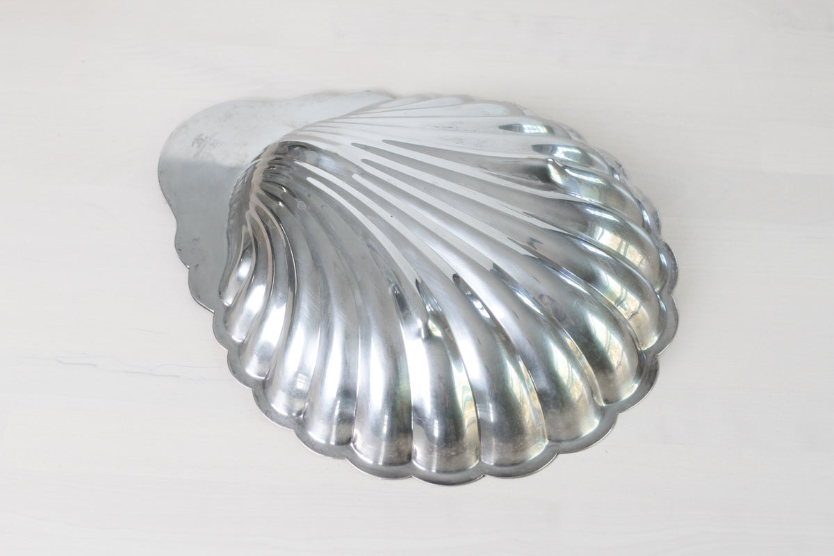 Vintage F.B. Rogers Silver Plate Scallop Shell Serving Dish