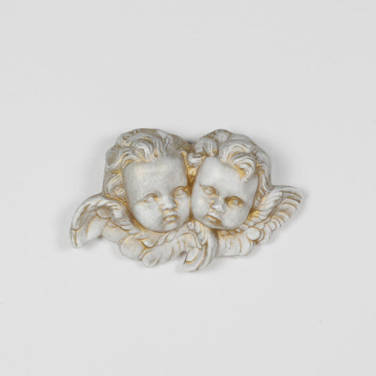 Vintage Plaster Double Cherub Wall Plaque