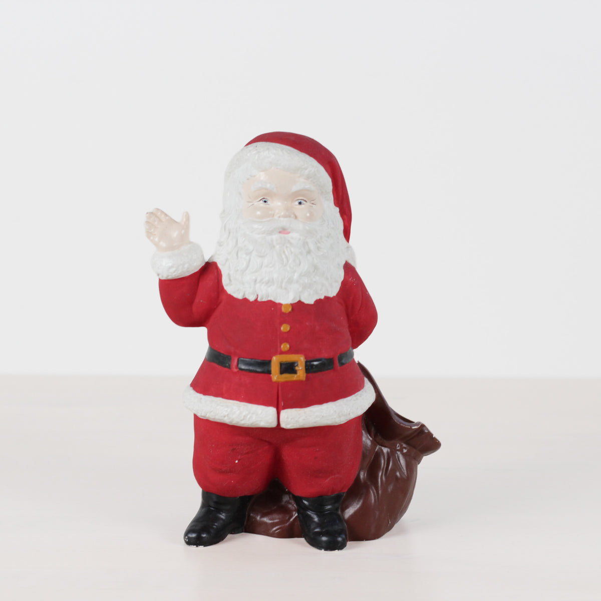 Vintage Hand-Painted Ceramic Santa with Sack Candy Jar