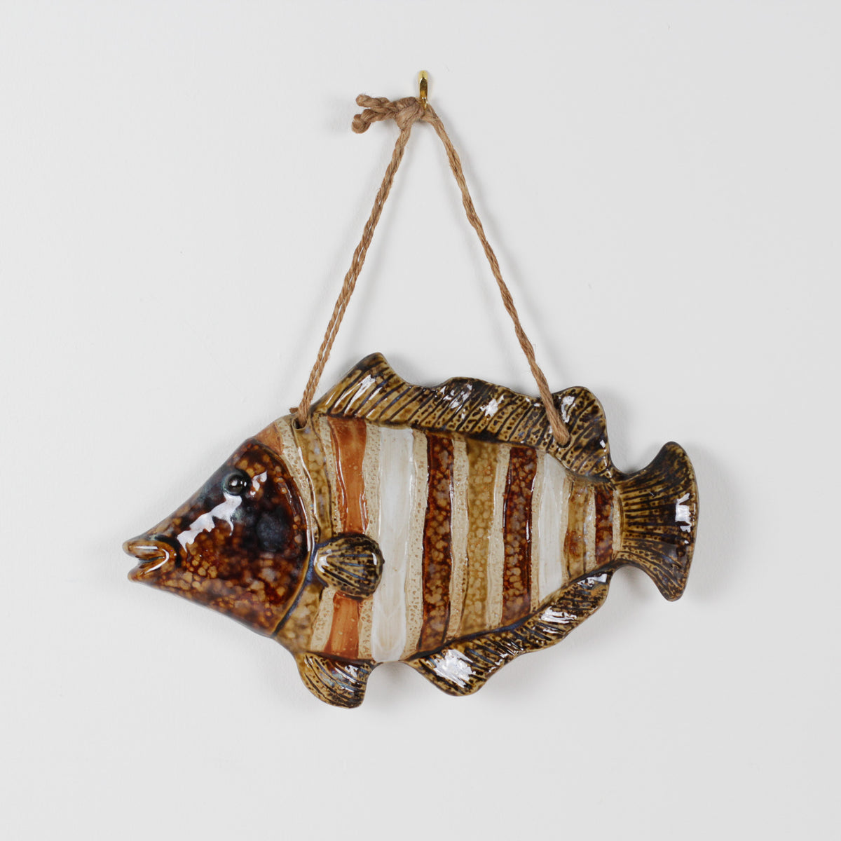 Vintage French Majolica Fish Wall Plaque