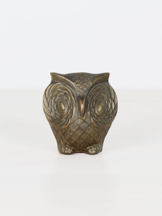 Mid-Century Brass Owl Paperweight