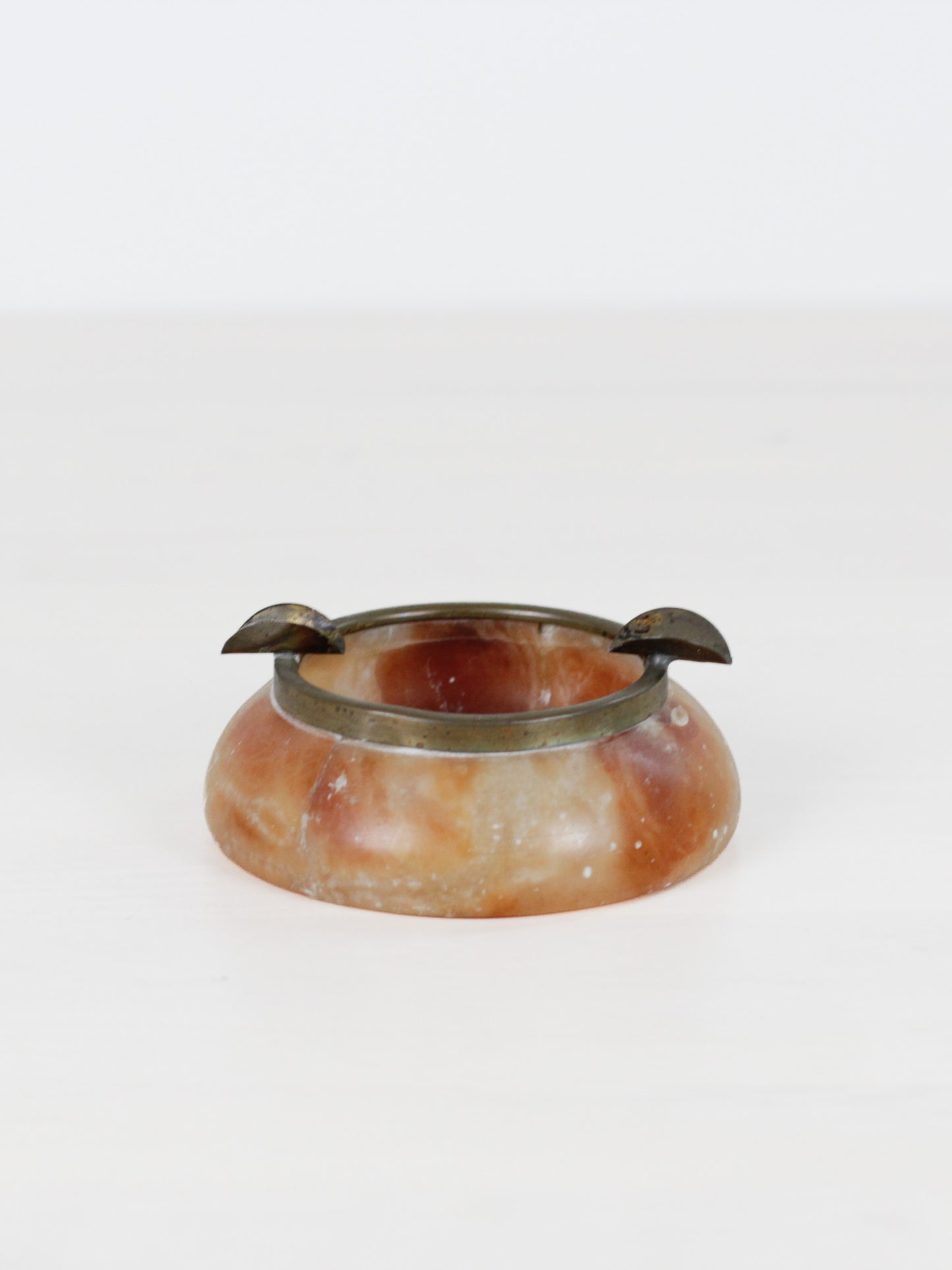 Vintage Alabaster Ashtray with Brass Rim