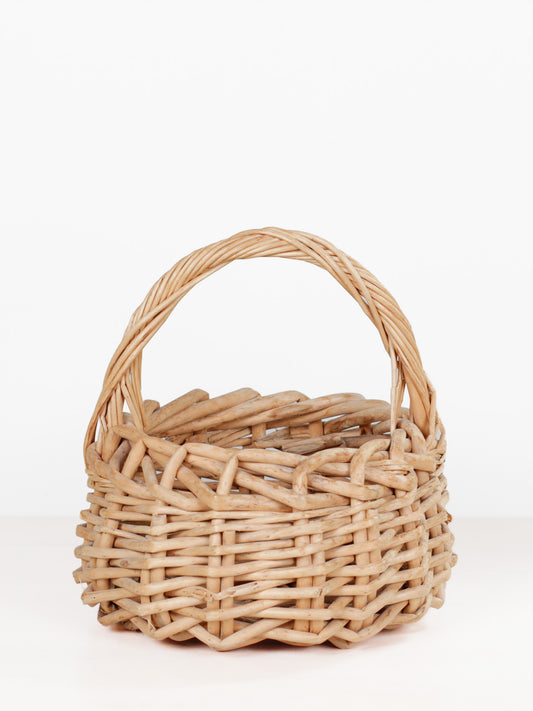 Vintage Wicker Gathering Basket with Handle