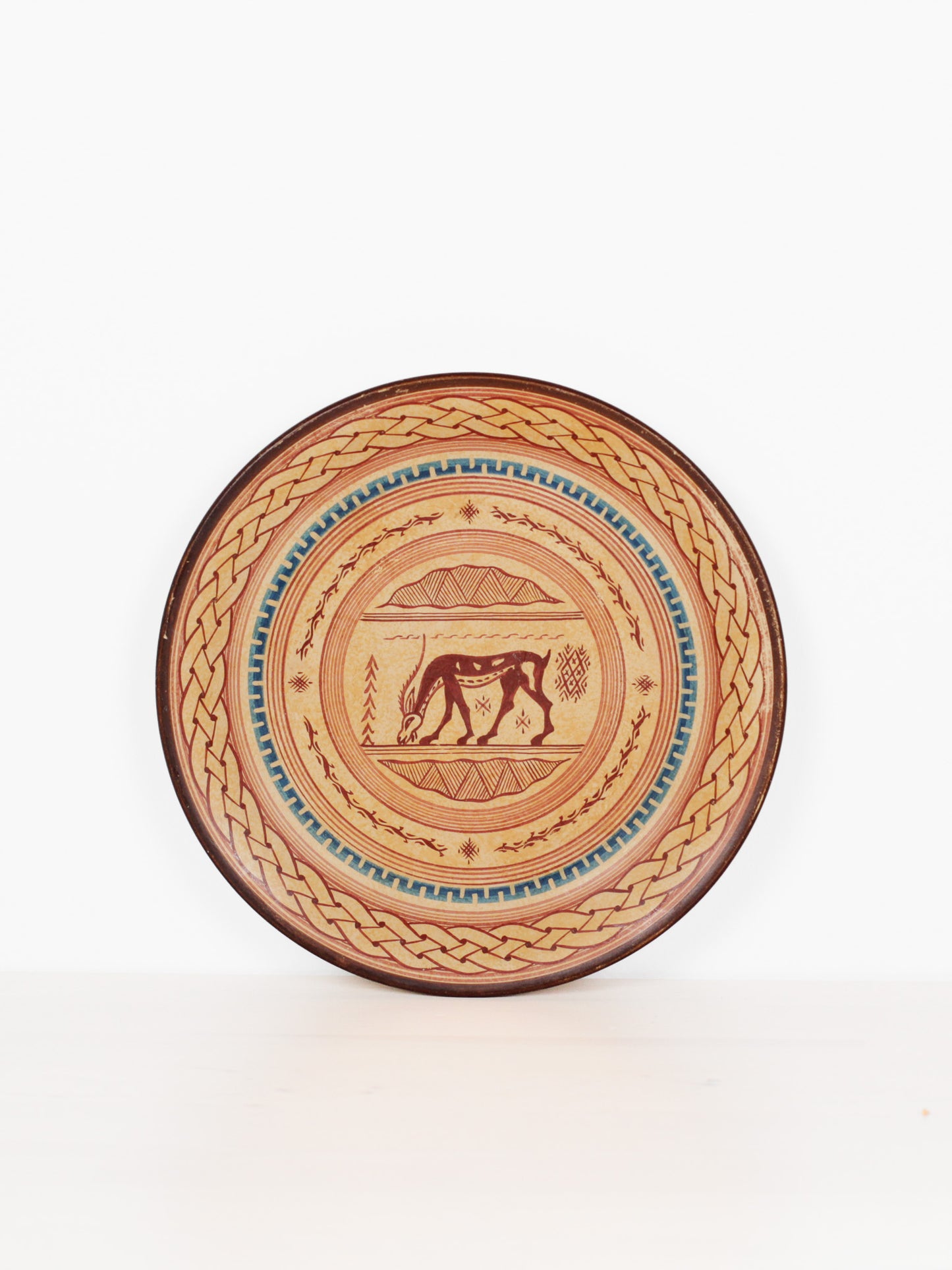 Vintage Hand-Painted Greek Folk Art Wall Plate