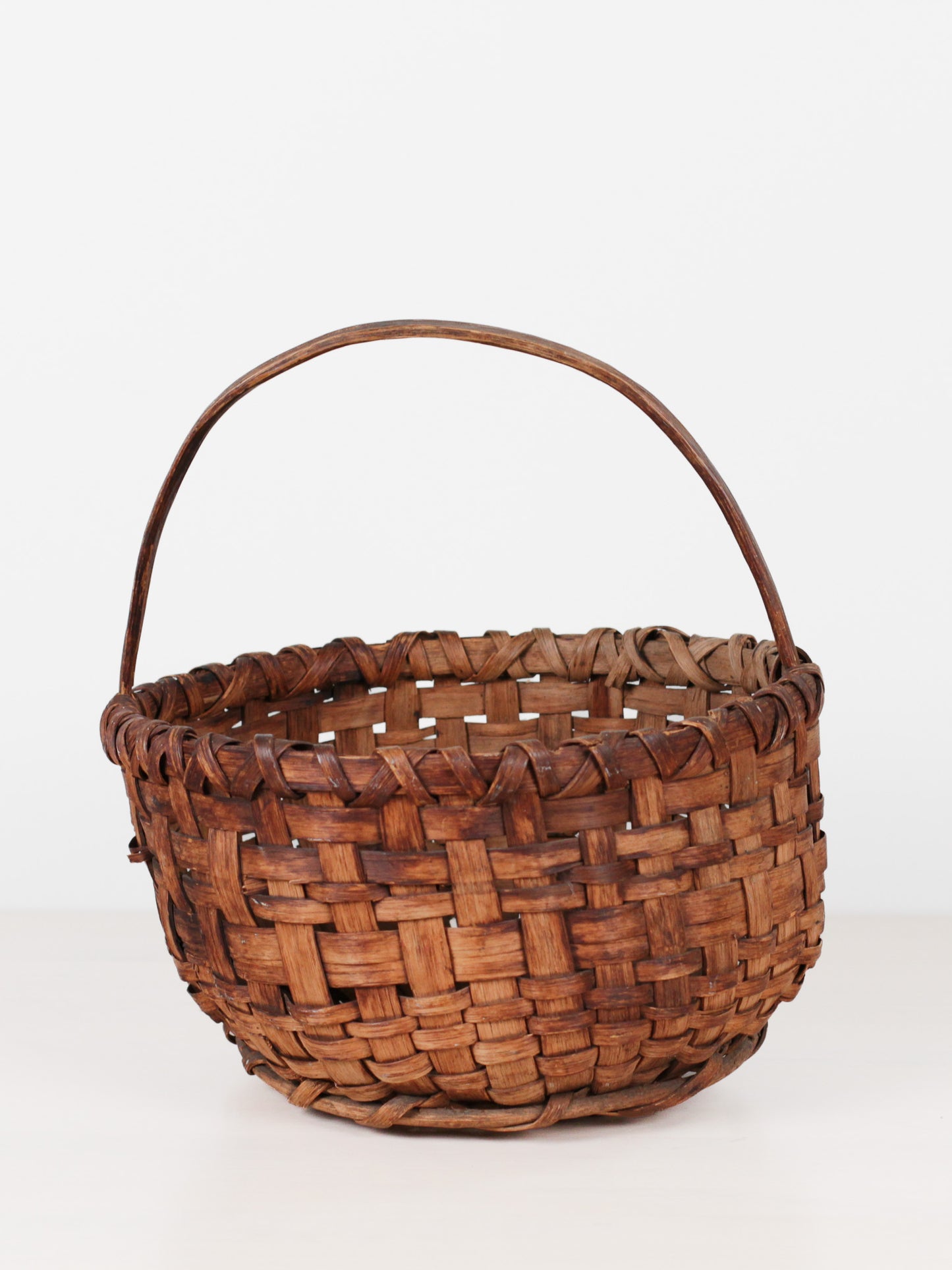 Antique Handwoven American Splint Gathering Basket