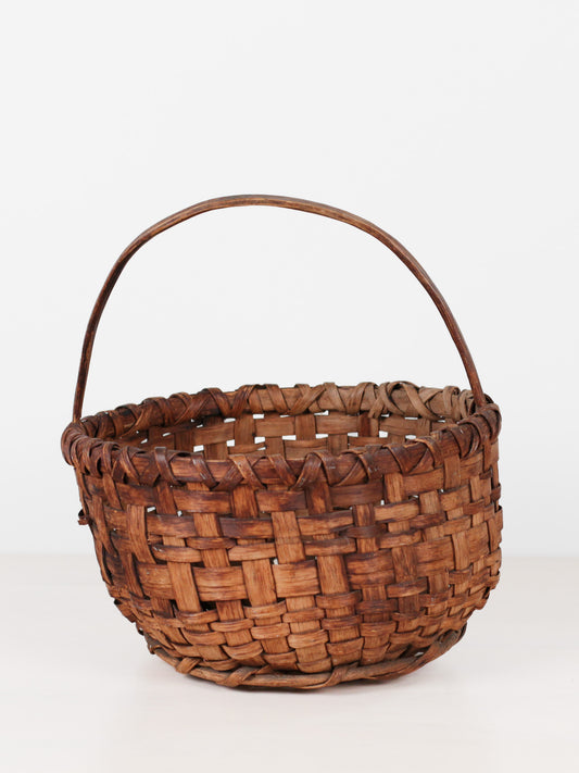 Antique Handwoven American Splint Gathering Basket