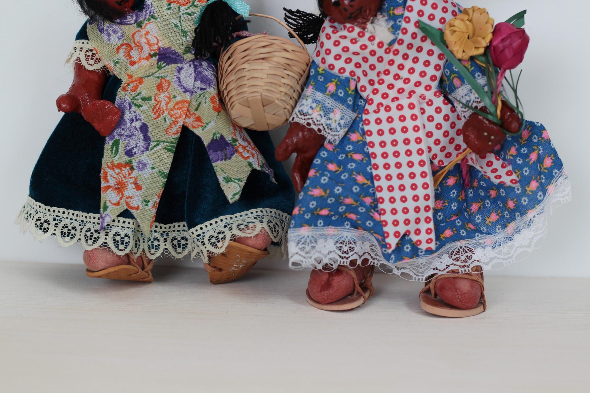 Pair of Vintage Mexican Folk Art Dolls