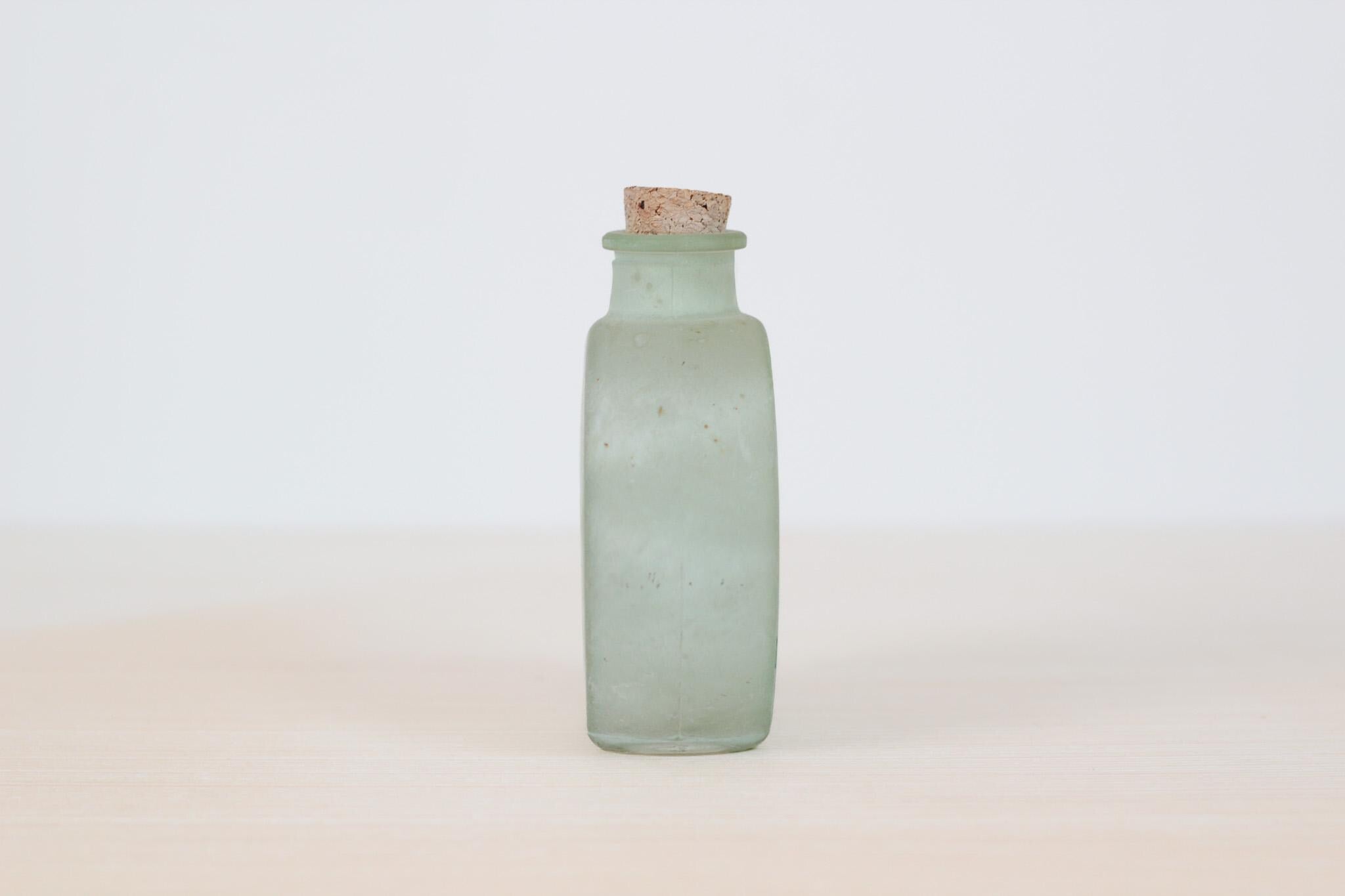 Vintage Frosted Glass Bottle with Cork Stopper