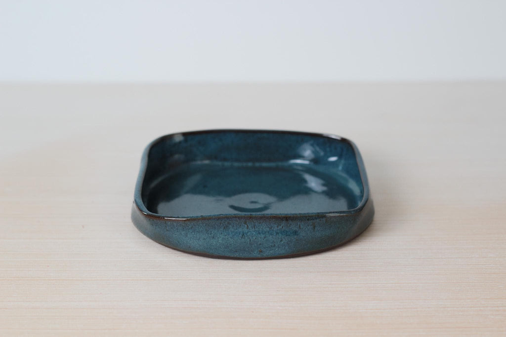 Vintage Studio Pottery Square Catchall, Signed by Artist