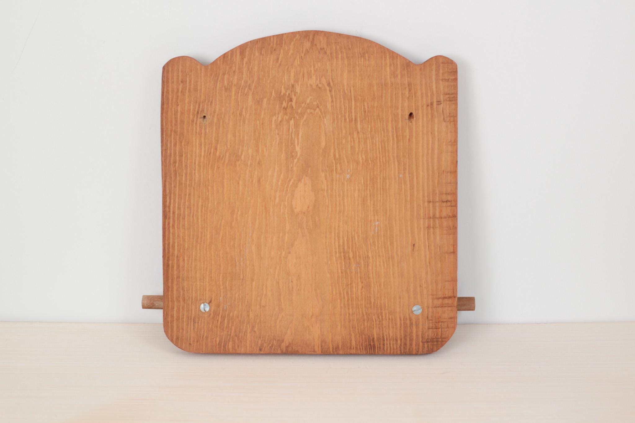 Vintage Wood Kitchen Towel Holder with Hand-Painted Pear Motif