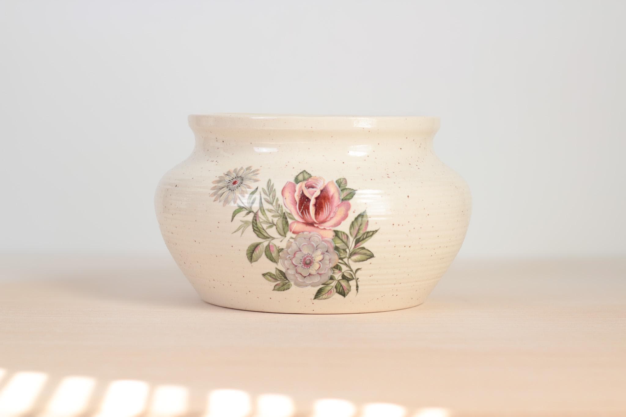 Vintage Ceramic Planter with Floral Motif