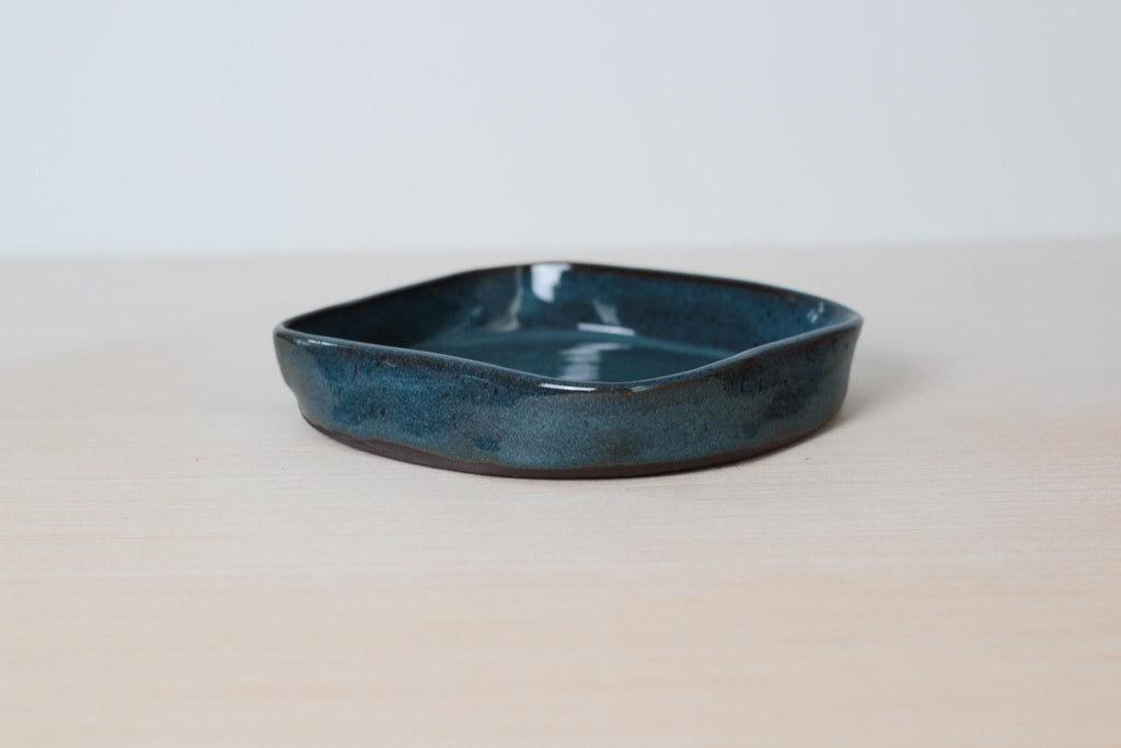 Vintage Studio Pottery Square Catchall, Signed by Artist