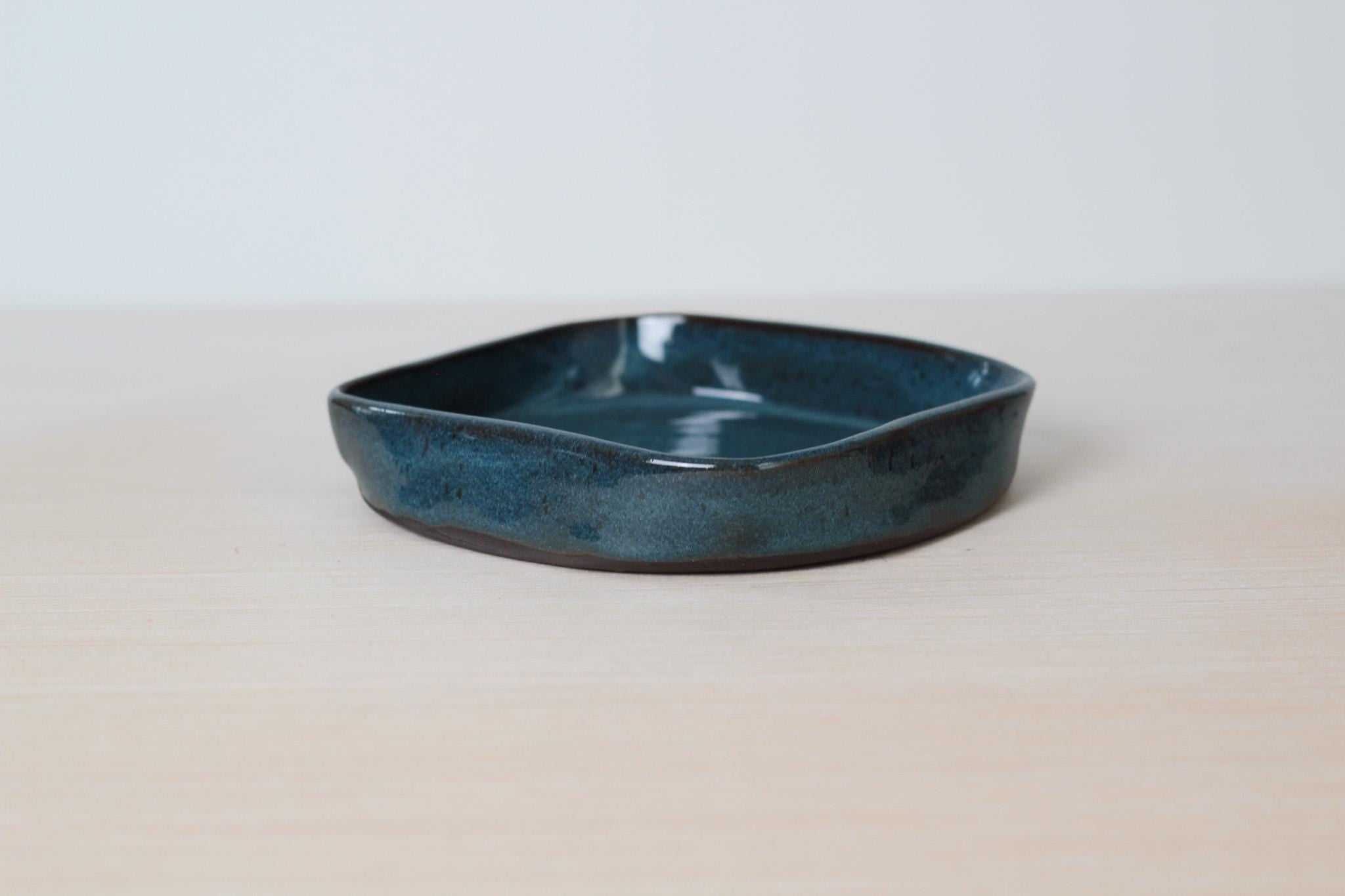 Vintage Studio Pottery Square Catchall, Signed by Artist