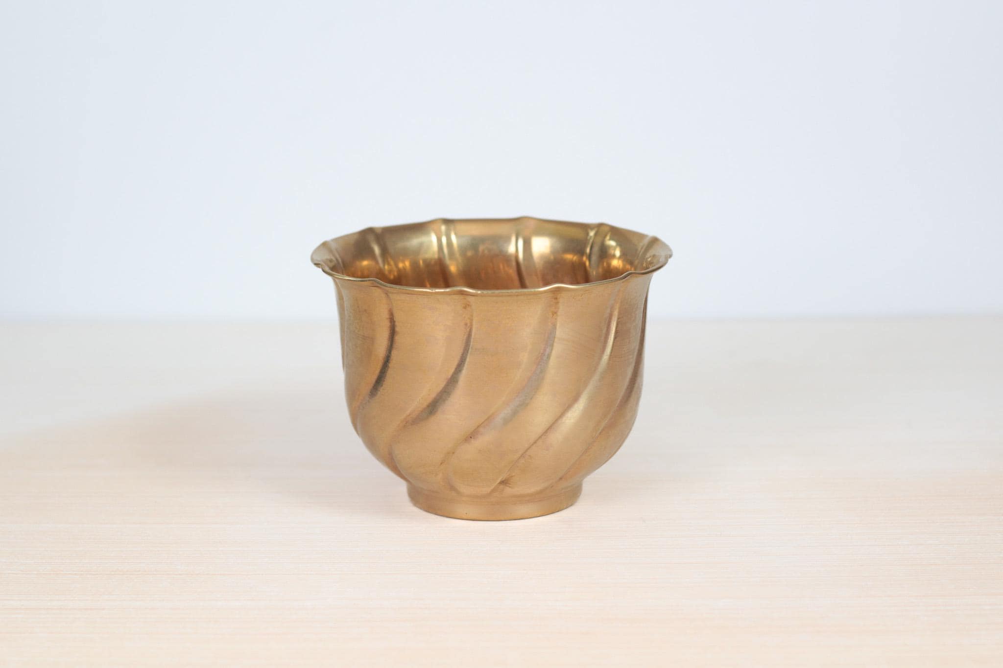Vintage Small Fluted Brass Planter