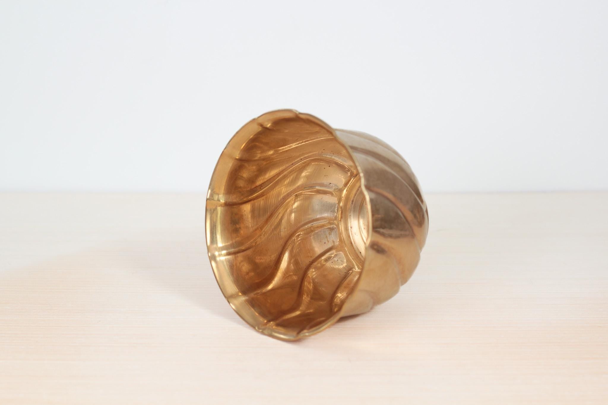 Vintage Small Fluted Brass Planter