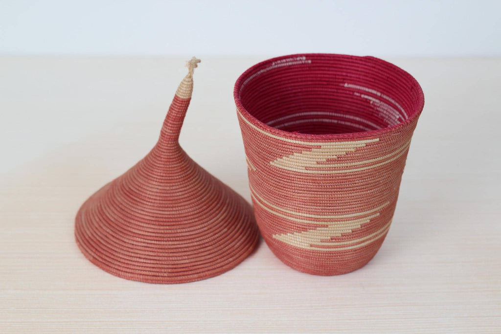 Vintage Handwoven Sweetgrass Lidded Basket