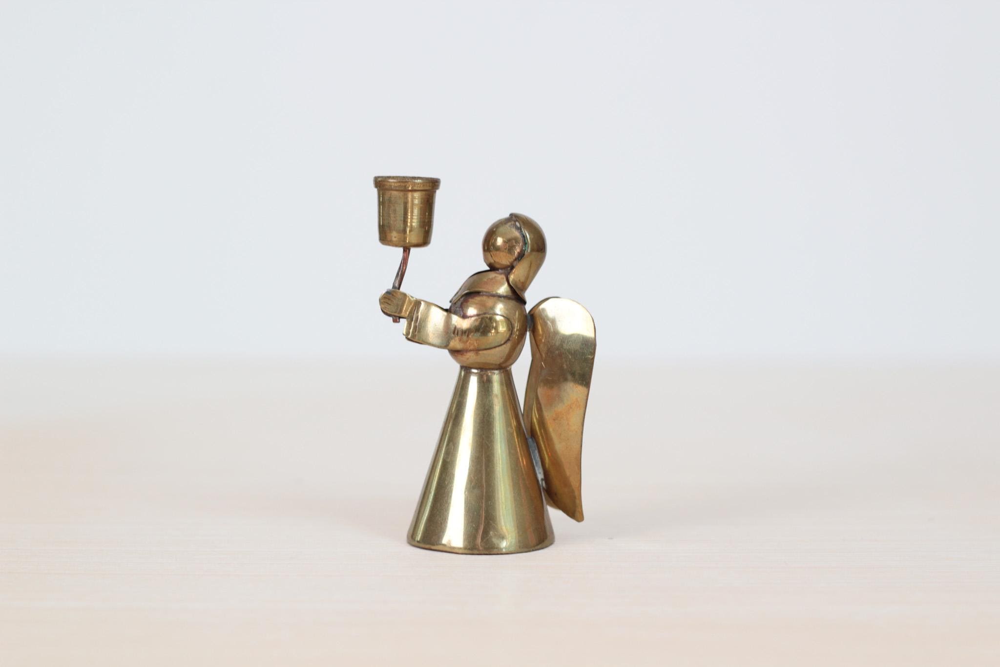 Vintage Brass Angel Candle Holder, Mid-Century Holiday Decor