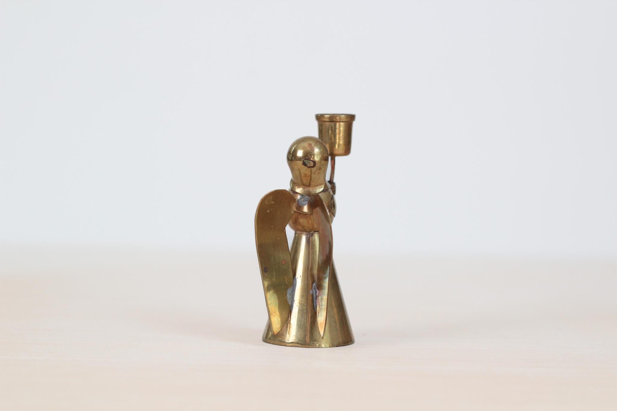 Vintage Brass Angel Candle Holder, Mid-Century Holiday Decor