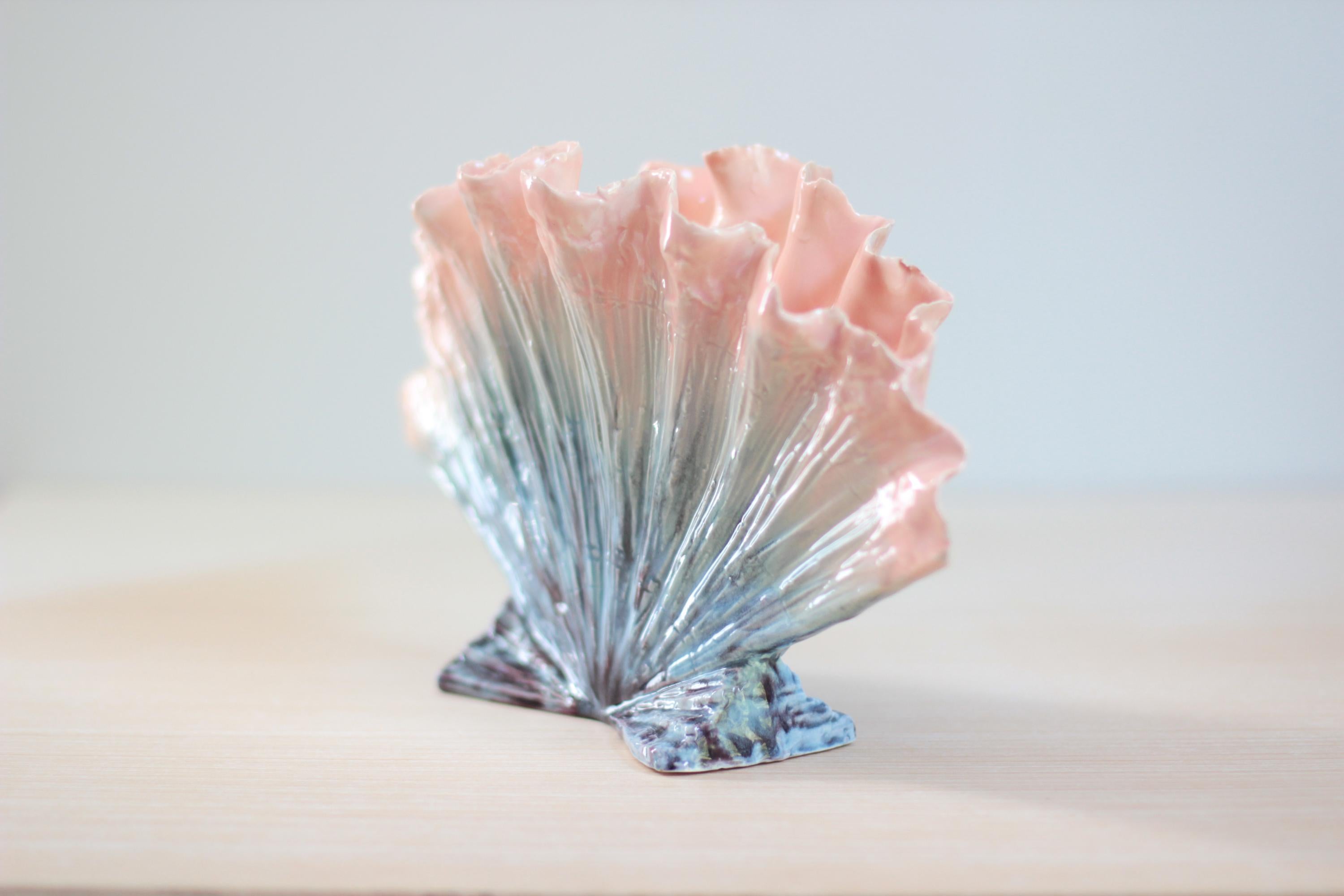 Mid-Century Hedi Schoop Seashell Ceramic Vase, Hollywood-Regency California Pottery
