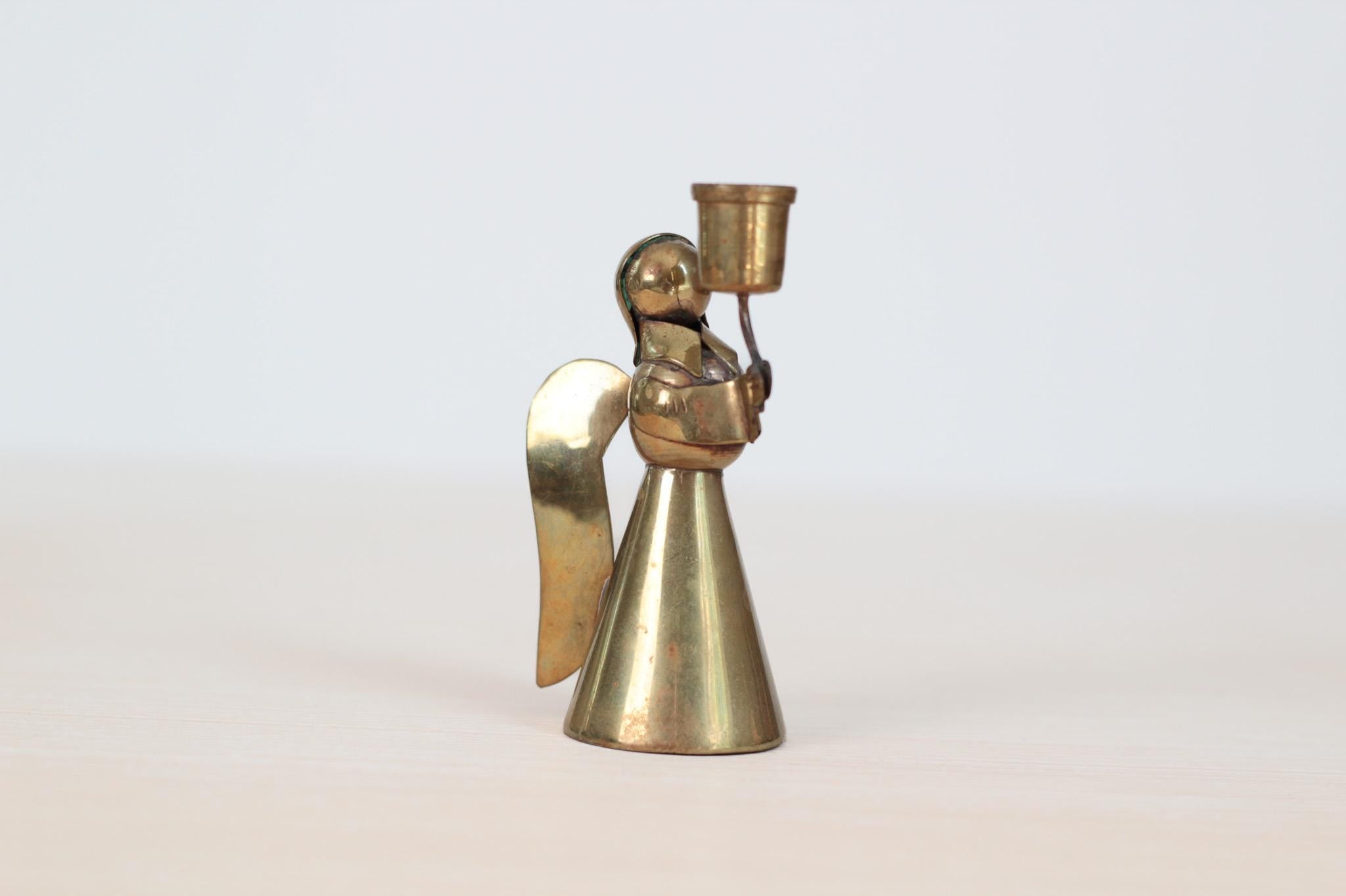 Vintage Brass Angel Candle Holder, Mid-Century Holiday Decor