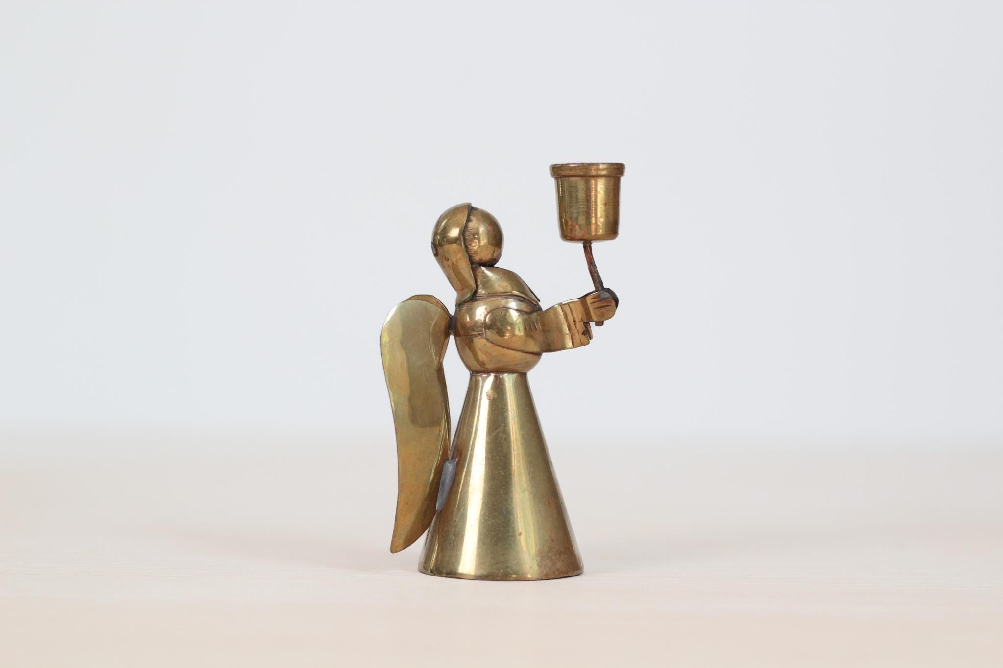 Vintage Brass Angel Candle Holder, Mid-Century Holiday Decor