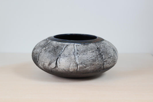 Vintage Handmade Raku Studio Pottery Sculptural Bowl Signed by Artist