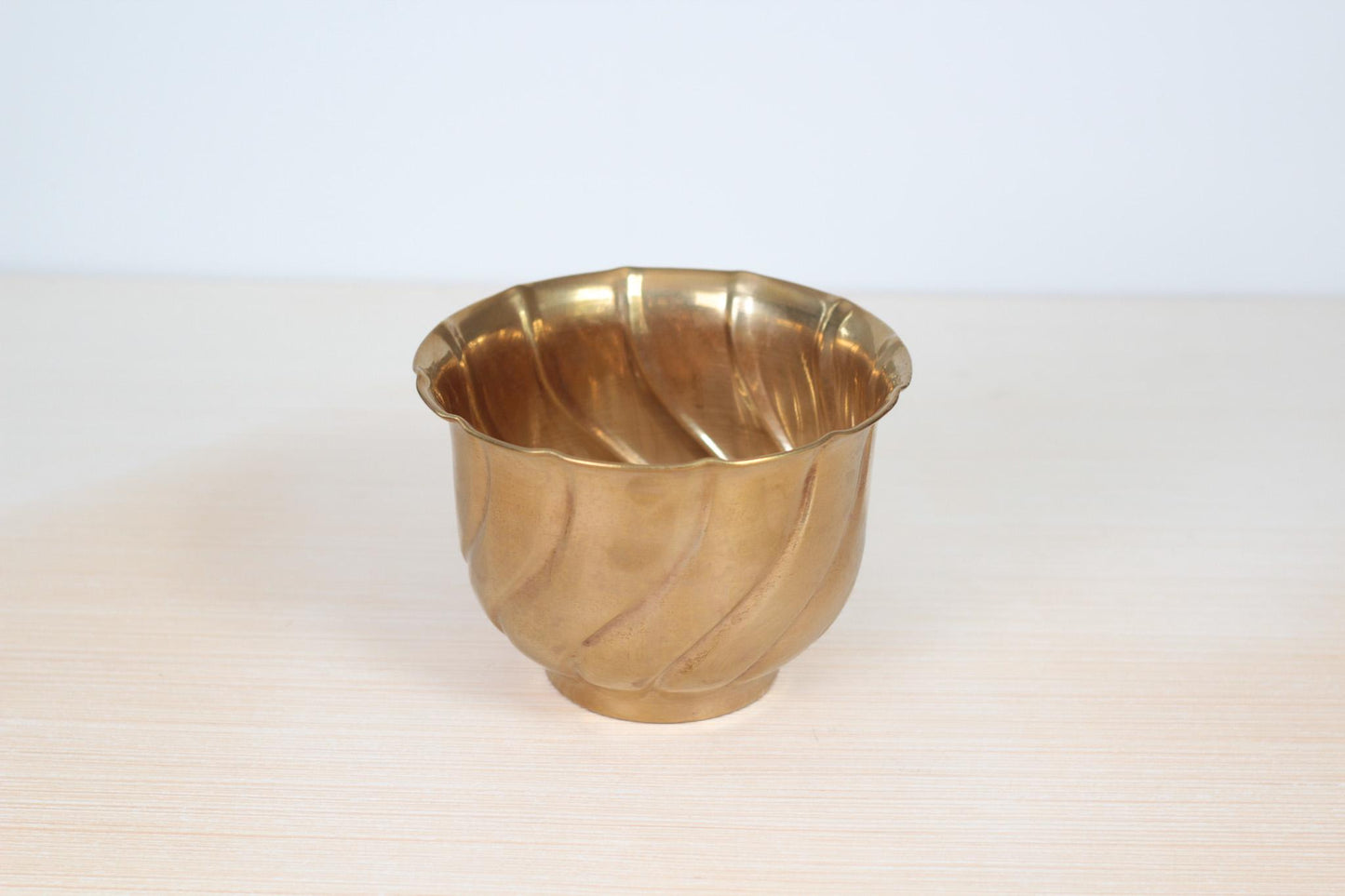 Vintage Small Fluted Brass Planter