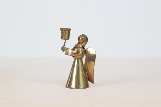Vintage Brass Angel Candle Holder, Mid-Century Holiday Decor