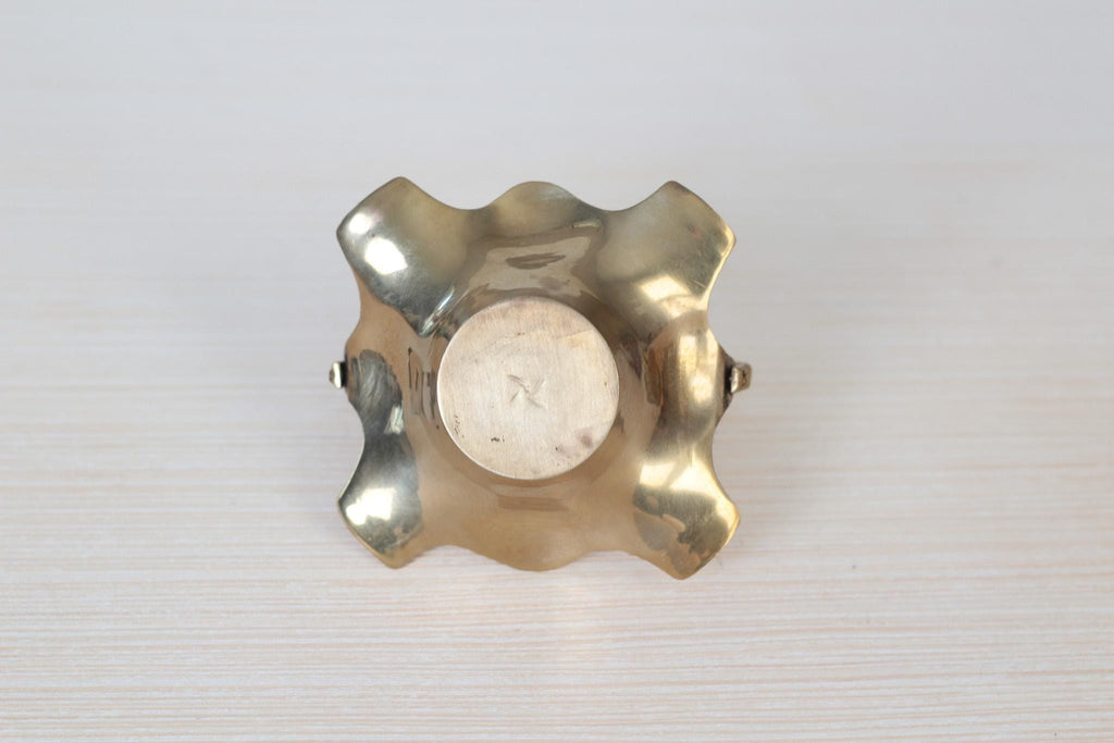 Vintage Mini Brass Basket Jewelry Dish, Midcentury Brass Decor