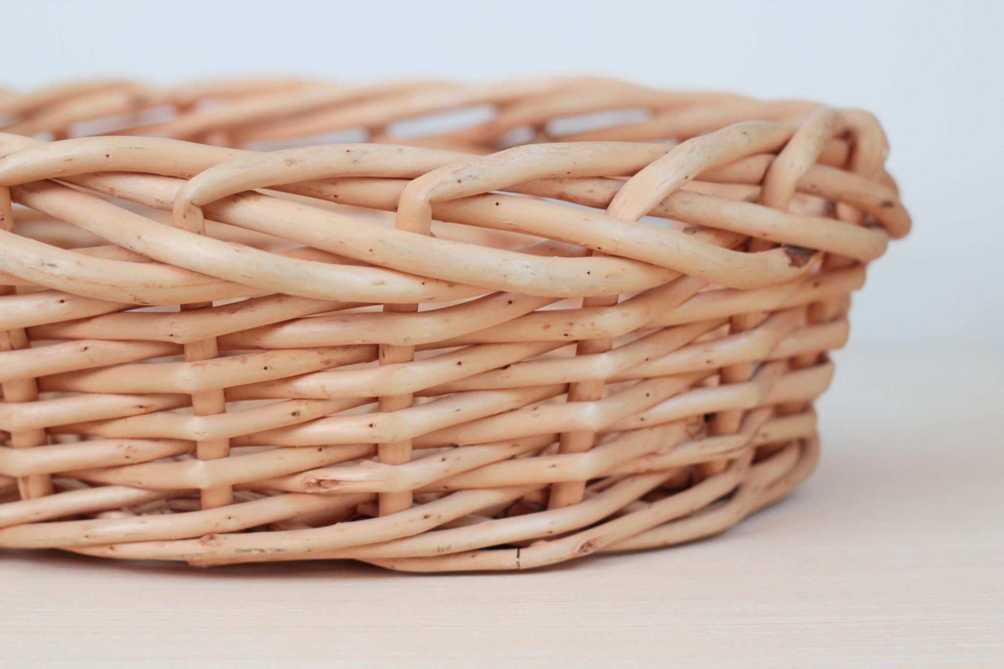 Large Vintage Handwoven Wicker Basket Tray