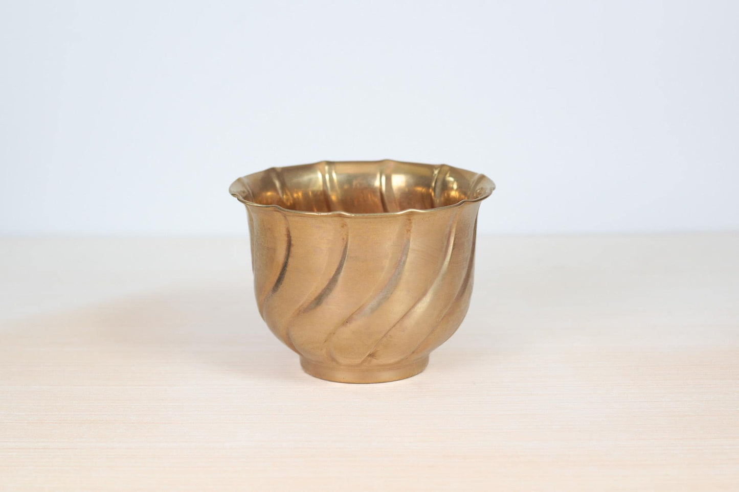 Vintage Small Fluted Brass Planter