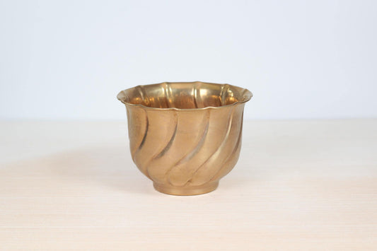 Vintage Small Fluted Brass Planter