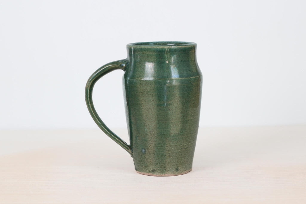 Vintage Studio Pottery Tall Green Mug, Signed by Artist