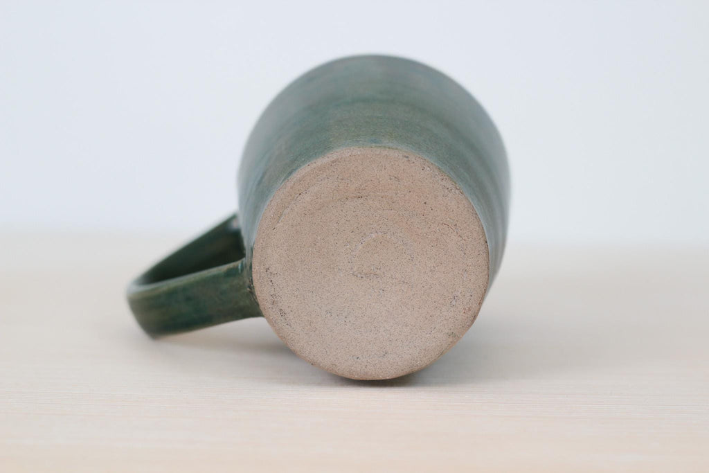 Vintage Studio Pottery Tall Green Mug, Signed by Artist