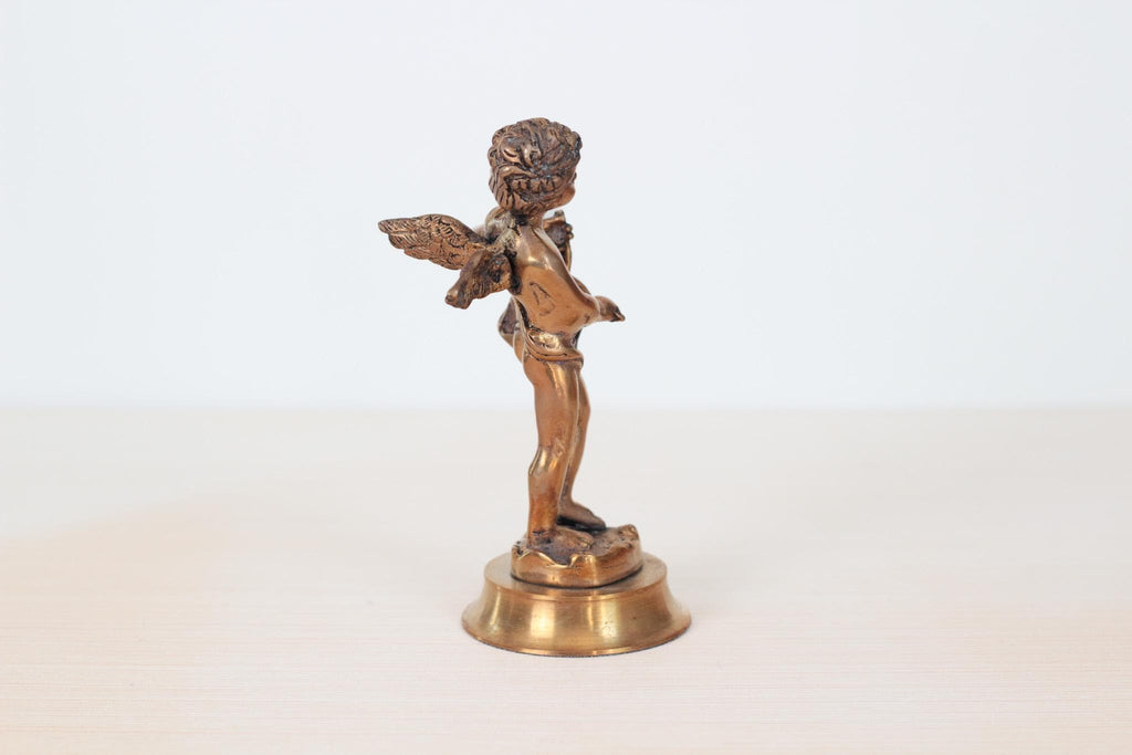 Vintage Solid Brass Angel Cherub Drummer Statue