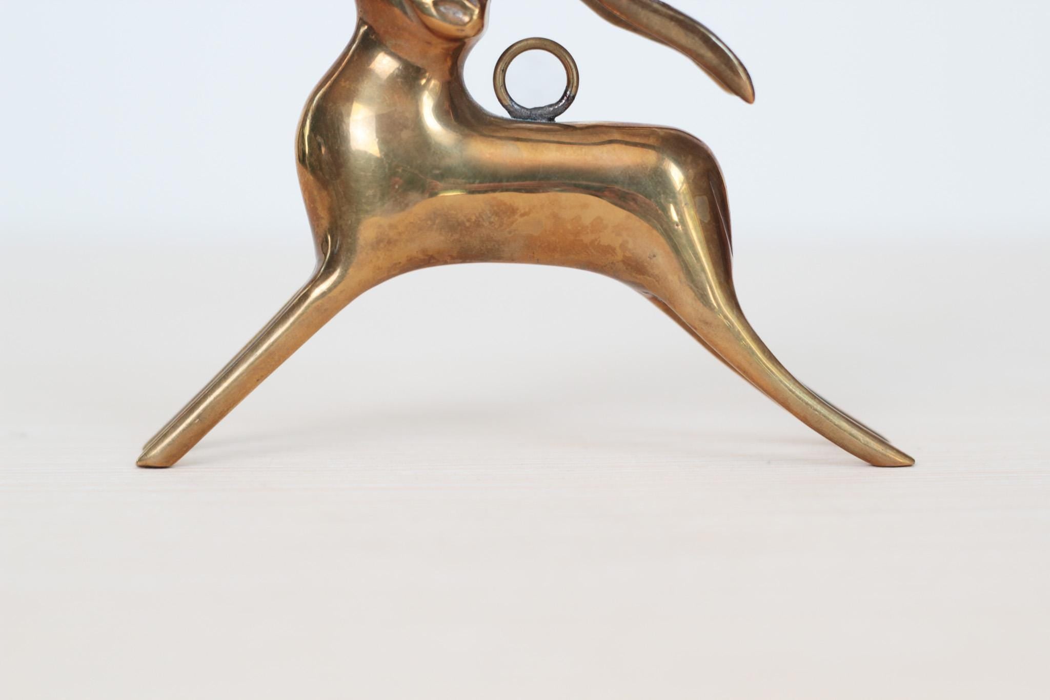 Vintage Brass Deer Figurine Ornament, Mid-Century Modern Christmas Decor