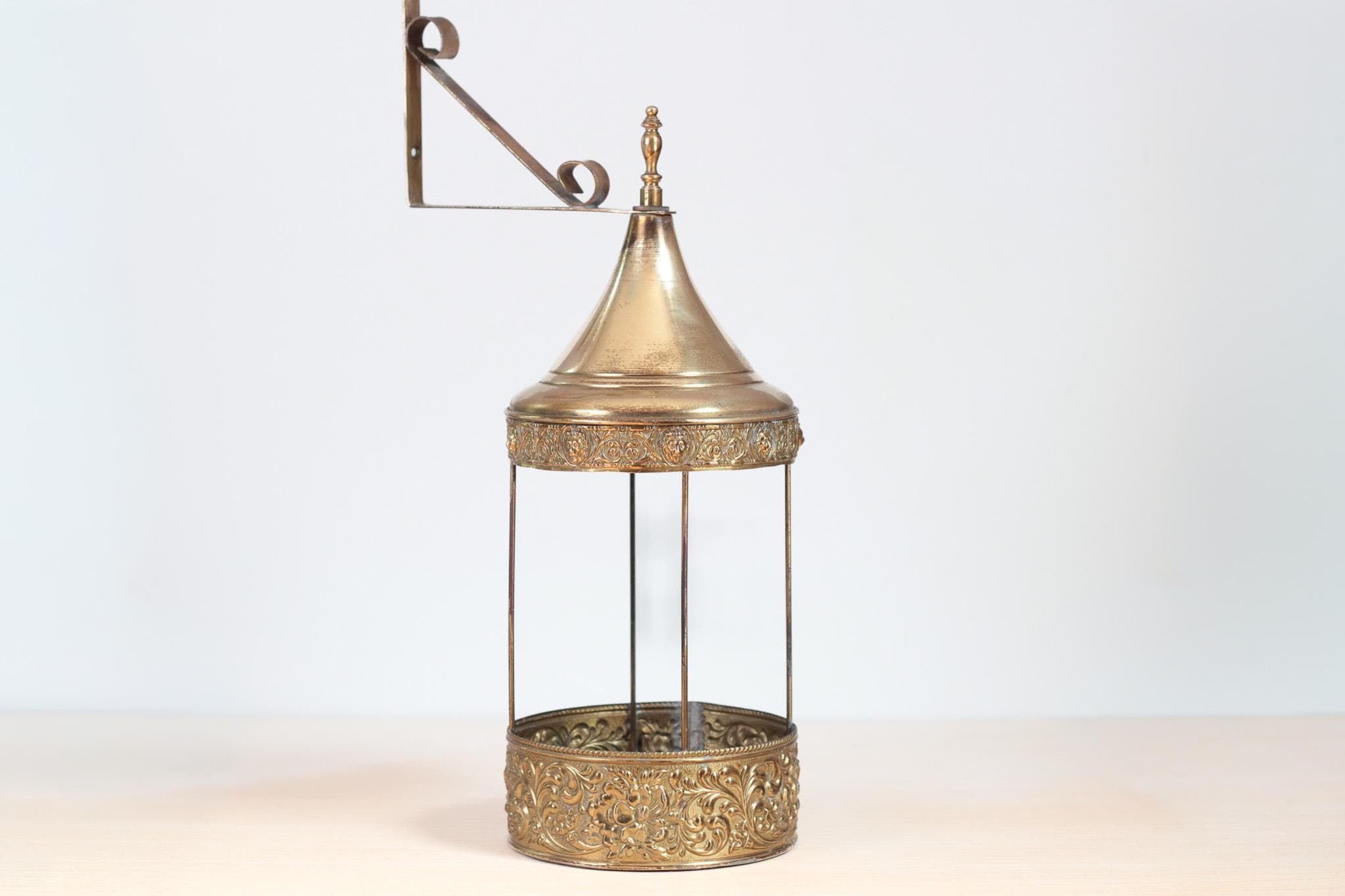 Vintage Ornate Brass Wall Lantern or Planter