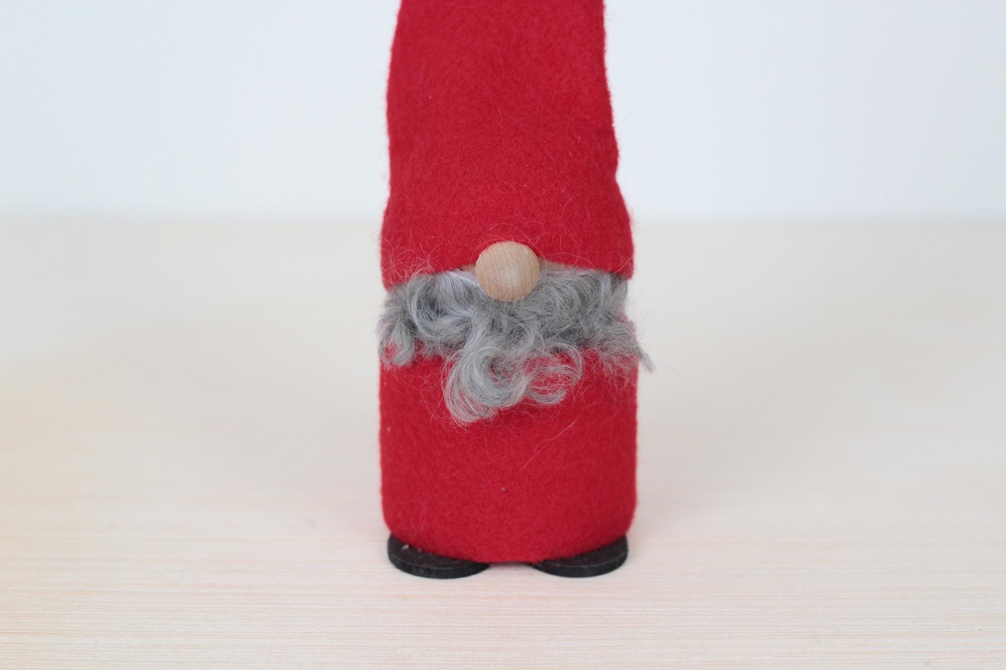 Vintage Swedish Tomte Gnome 10.5" Tall w/ Wooden Heart Feet, Scandinavian Christmas Decor
