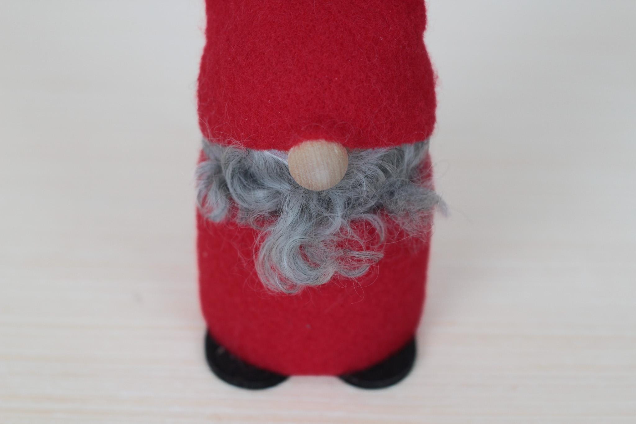 Vintage Swedish Tomte Gnome 10.5" Tall w/ Wooden Heart Feet, Scandinavian Christmas Decor