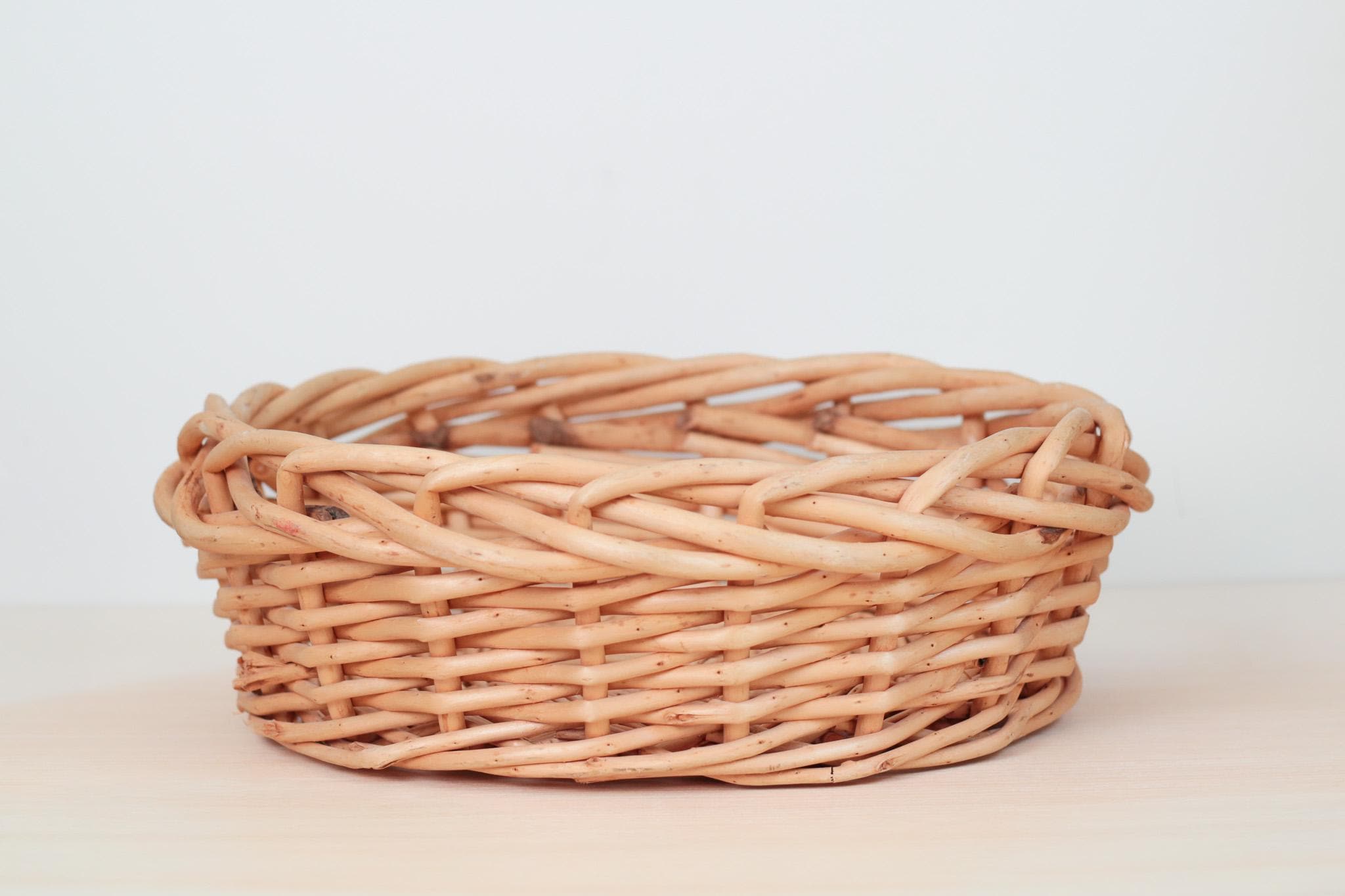 Large Vintage Handwoven Wicker Basket Tray
