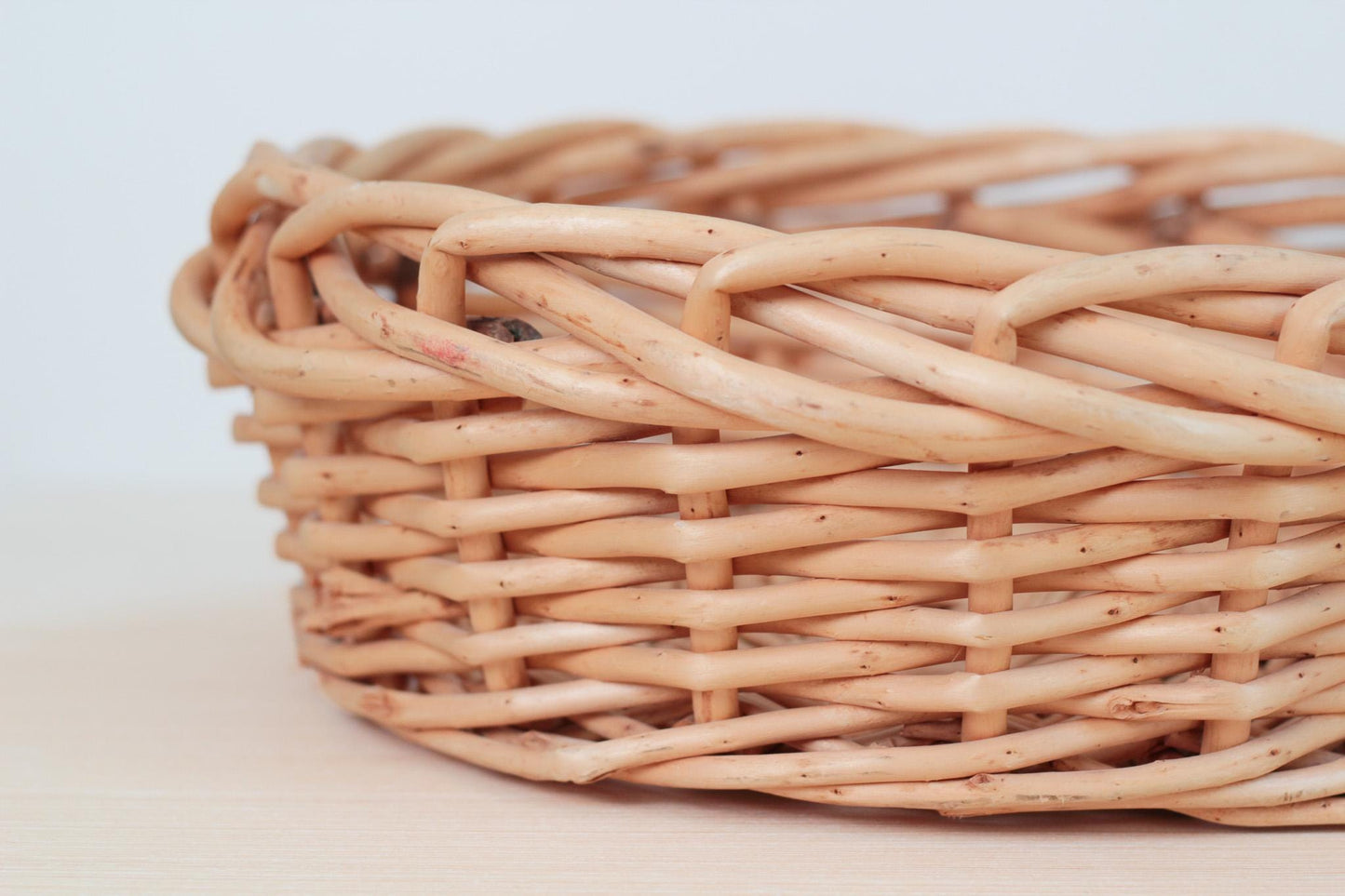 Large Vintage Handwoven Wicker Basket Tray
