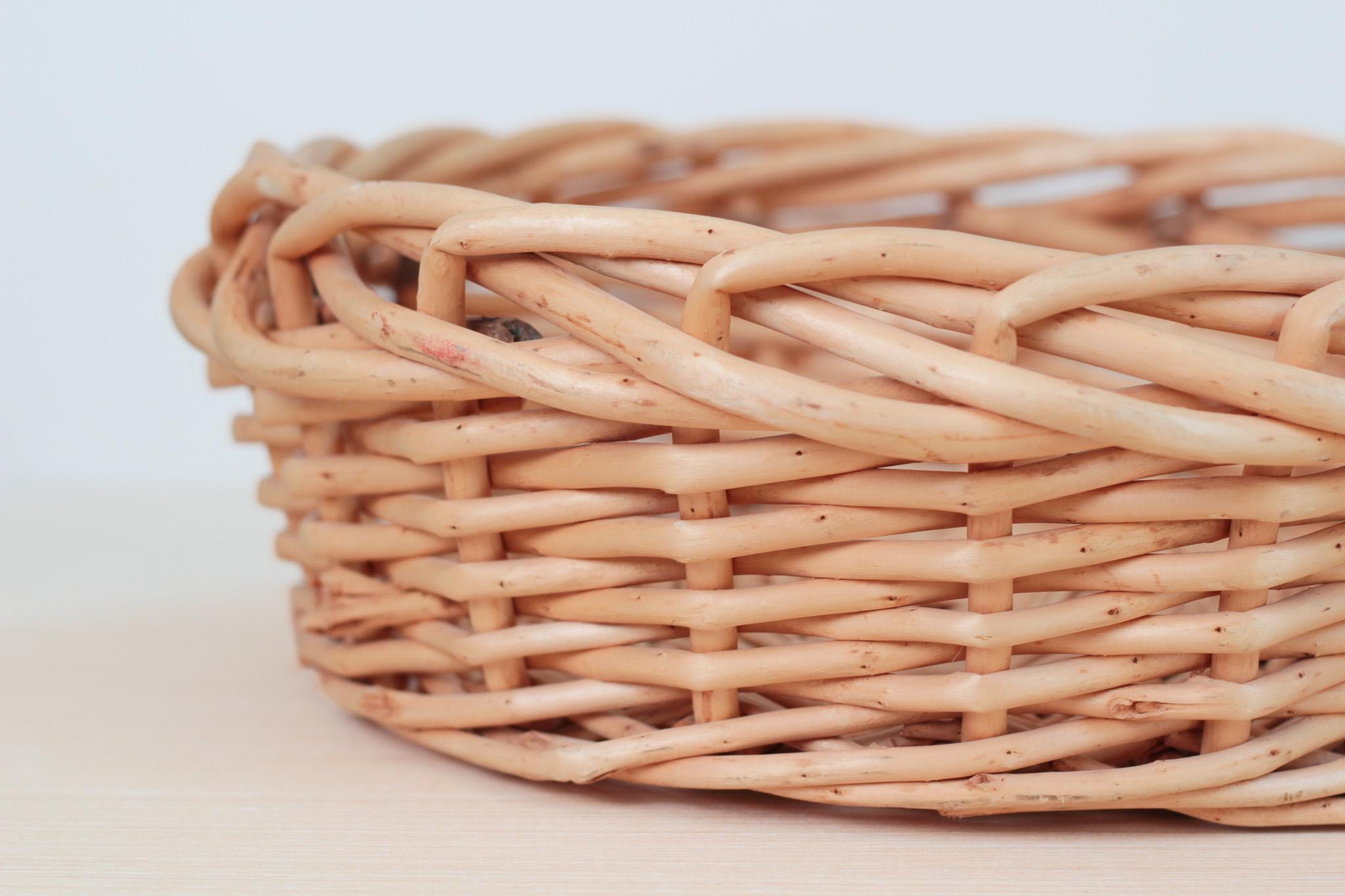 Large Vintage Handwoven Wicker Basket Tray