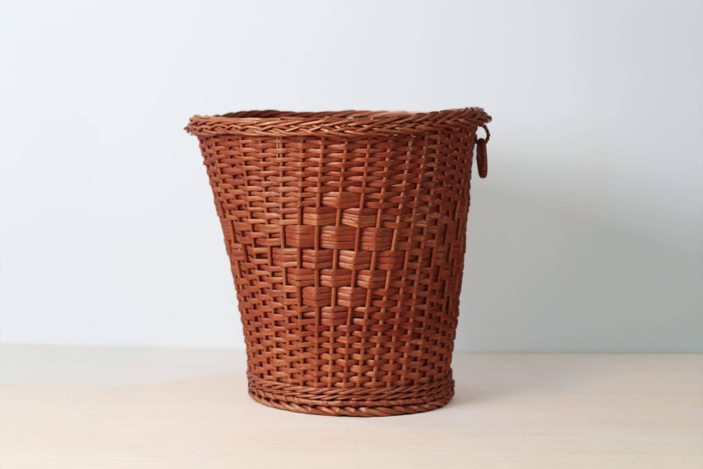 Vintage Woven Wicker Basket with Hanging Loop