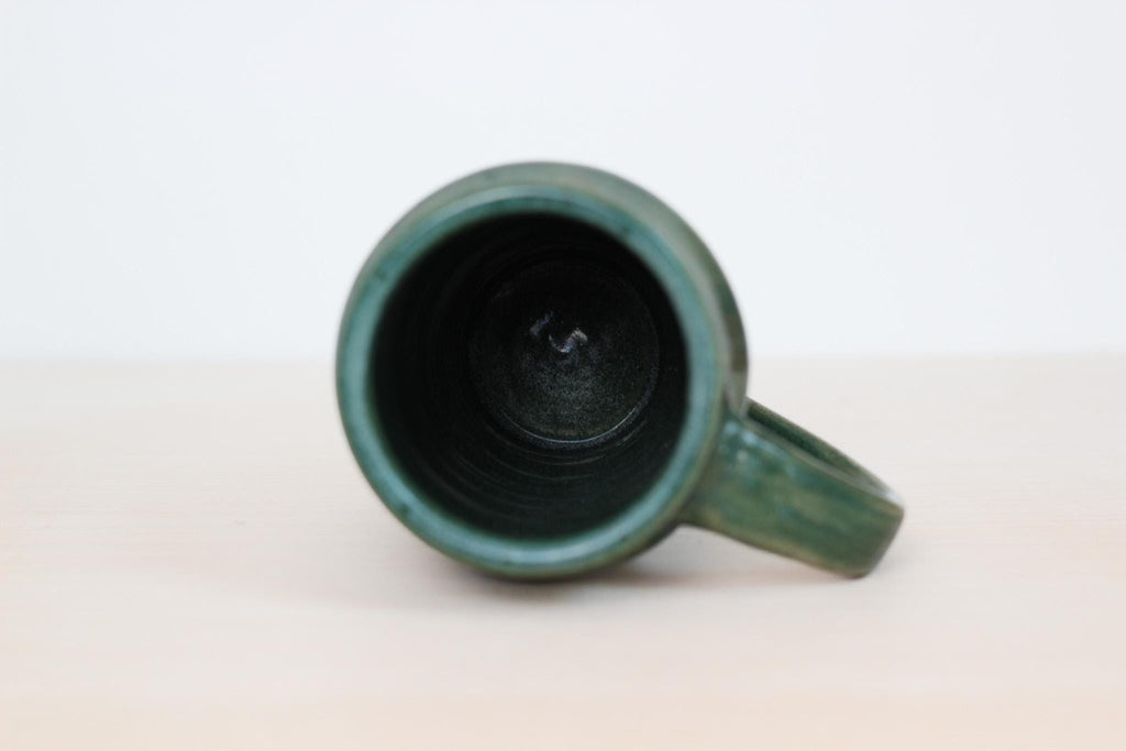 Vintage Studio Pottery Tall Green Mug, Signed by Artist