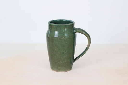 Vintage Handmade Studio Pottery Tall Green Mug, Signed by Artist