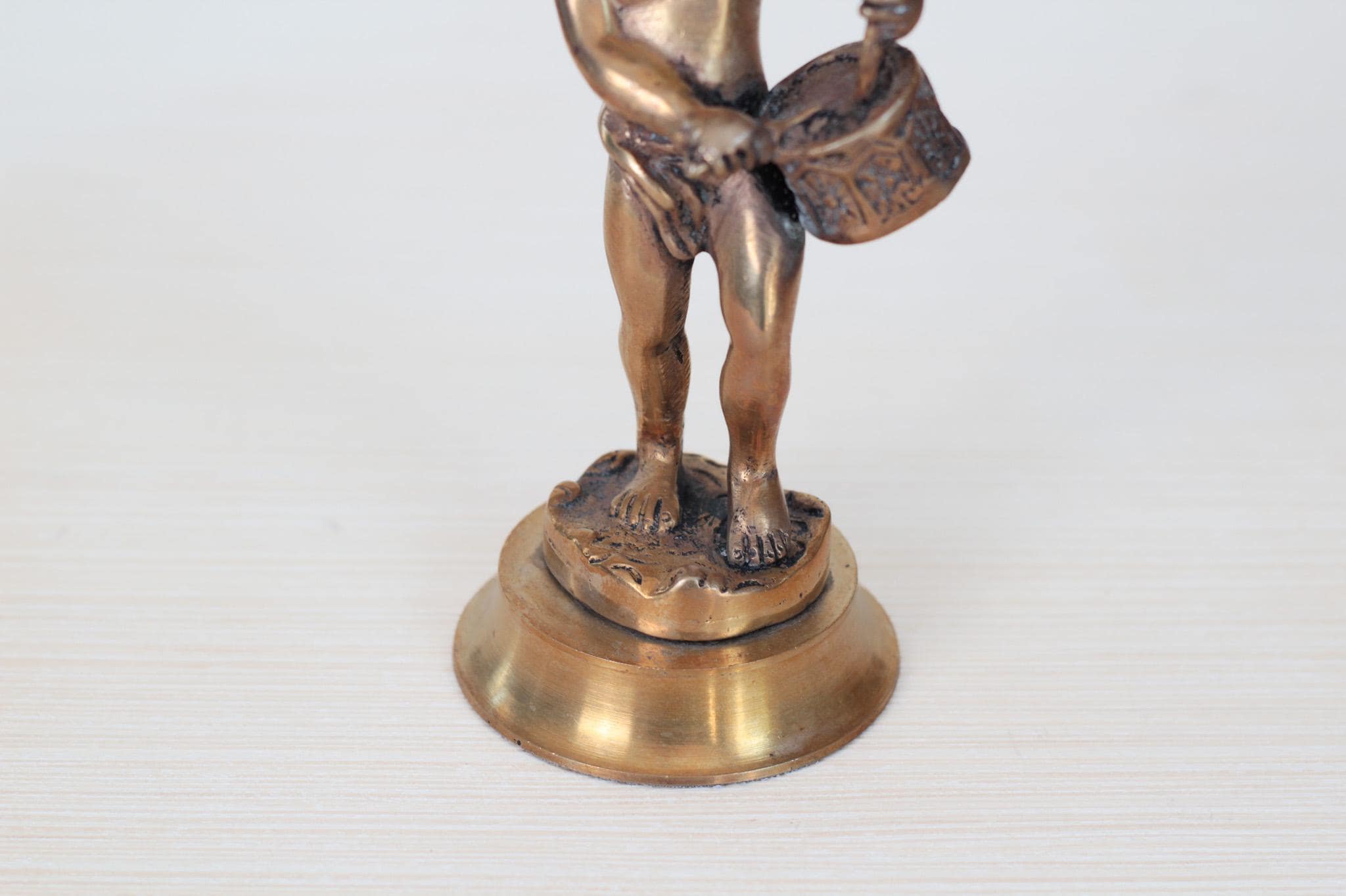 Vintage Solid Brass Angel Cherub Drummer Statue
